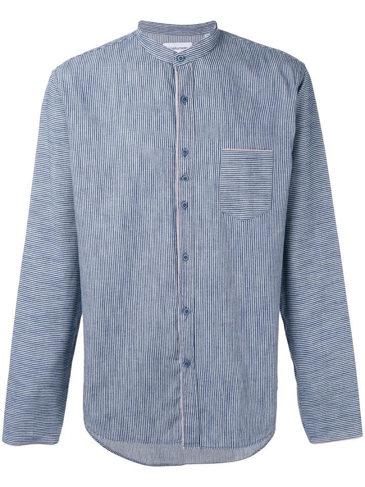 Costumein - Striped Shirt - Men - Cotton - 46, Blue, Cotton