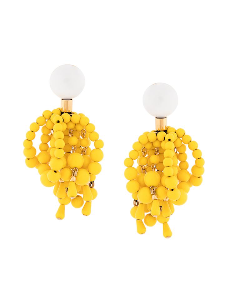 Marni Beaded Clip Earrings - Yellow & Orange