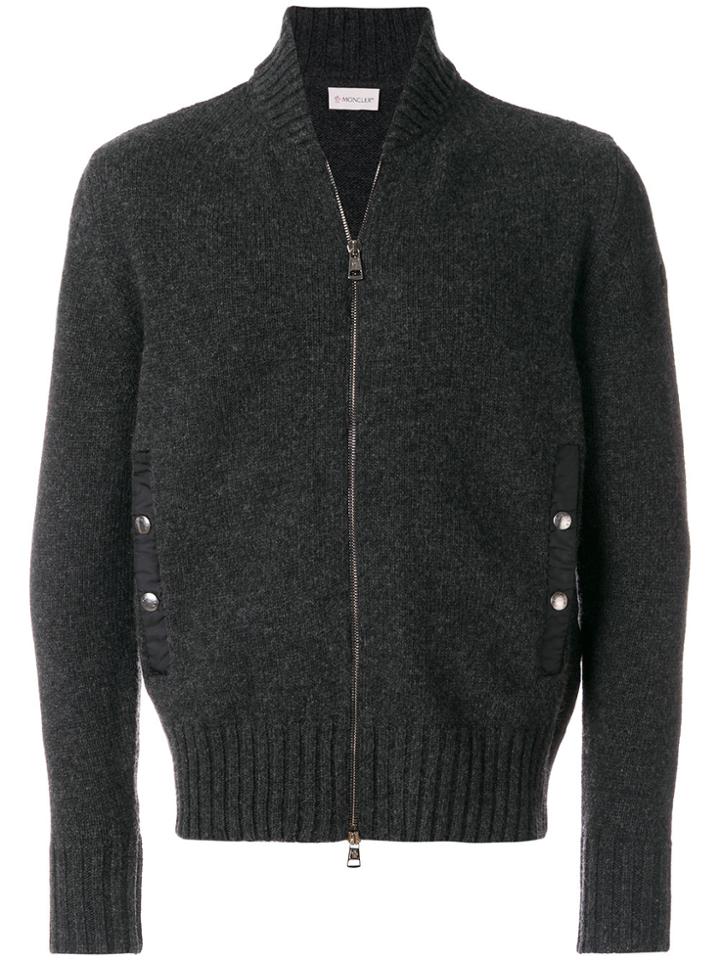 Moncler Shawl Collar Zipped Cardigan - Grey