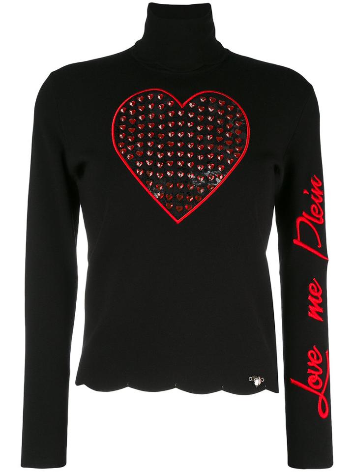 'love Me' Turtleneck Sweater - Women - Polyester/viscose - L, Black, Polyester/viscose, Philipp Plein