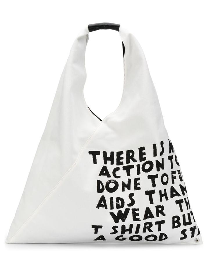 Mm6 Maison Margiela Script Print Tote - White