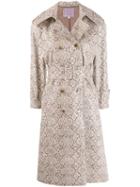 Alexa Chung Snakeskin Print Trench Coat - Brown