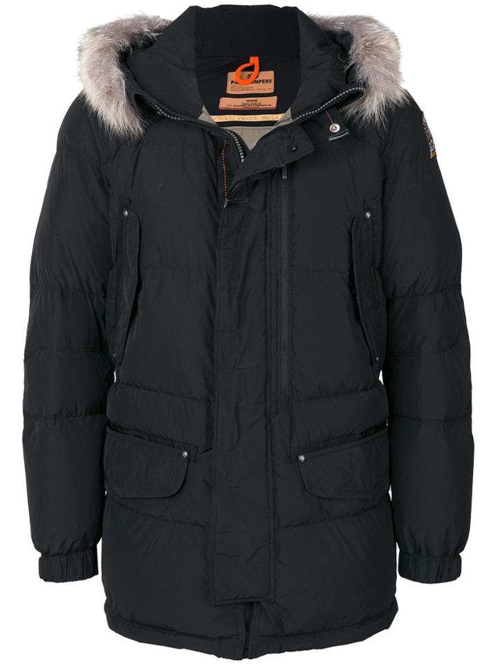 Parajumpers Furry Trim Hooded Coat - Black