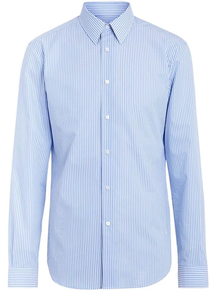 Burberry Slim Fit Striped Cotton Shirt - Blue