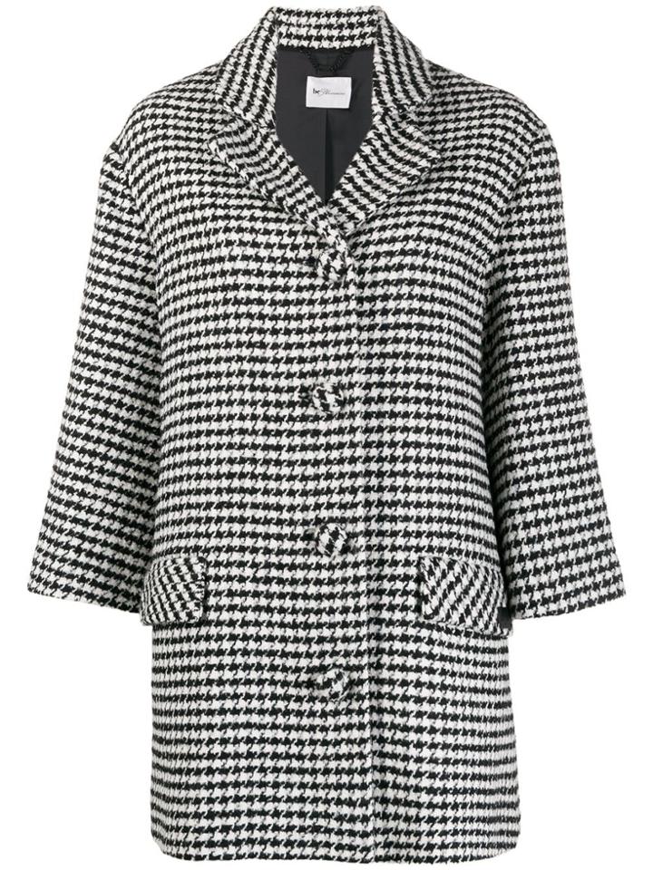 Be Blumarine Houndstooth Check Coat - Black