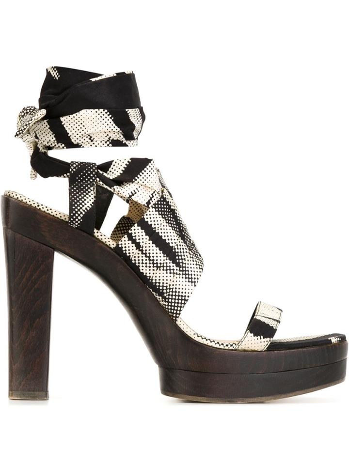 Hermès Vintage Digital Print Sandals - Black