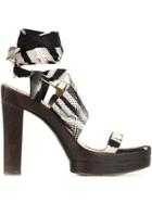 Hermès Vintage Digital Print Sandals - Black