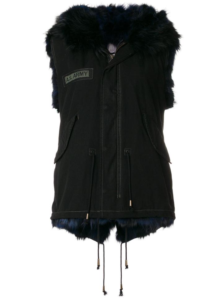 As65 Fur-trim Gilet Jacket - Black