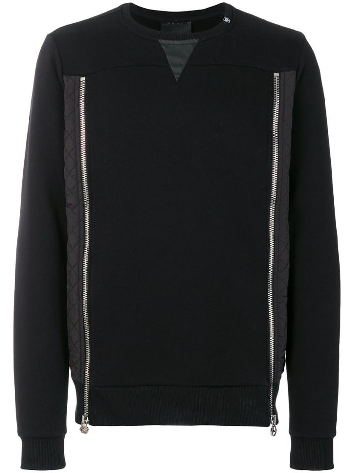 Philipp Plein Double Zip Front Sweatshirt - Black