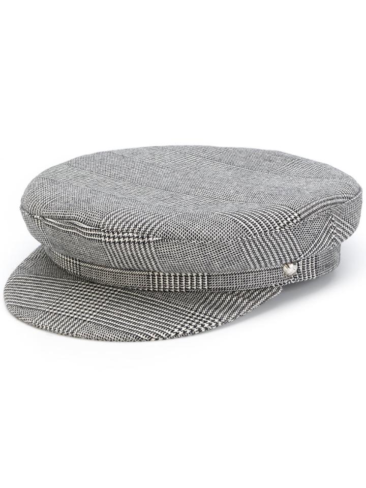 Manokhi Houndstooth Baker Boy Hat - Black