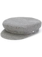 Manokhi Houndstooth Baker Boy Hat - Black