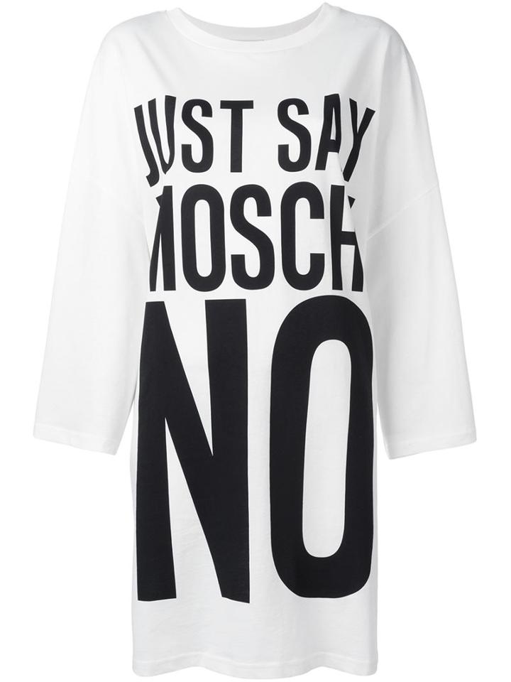 Moschino Just Say No T-shirt Dress, Women's, Size: Medium, White, Cotton
