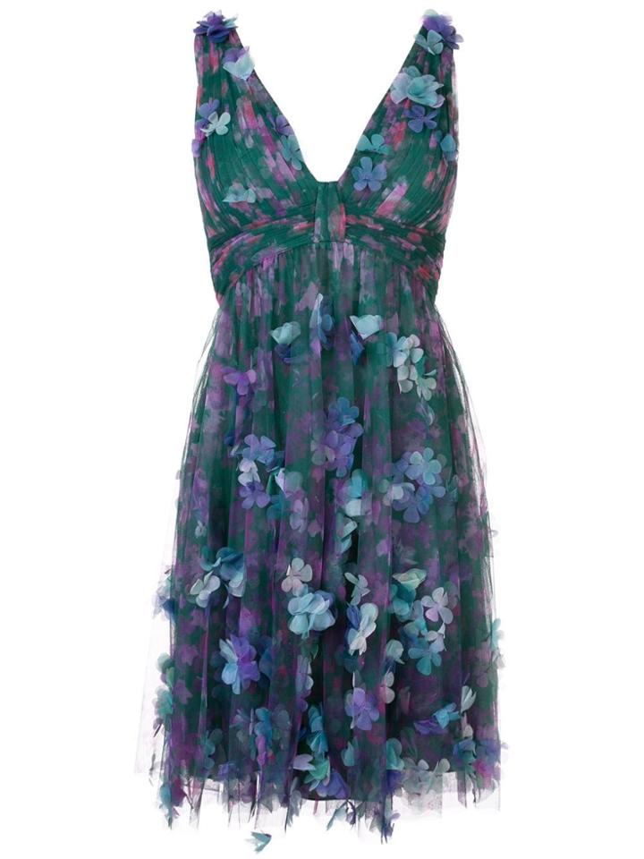 Marchesa Notte 3d Floral Cocktail Dress - Green