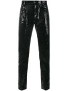 Saint Laurent Sequin Embellished Trousers, Men's, Size: 28, Black, Cotton/spandex/elastane/polyester