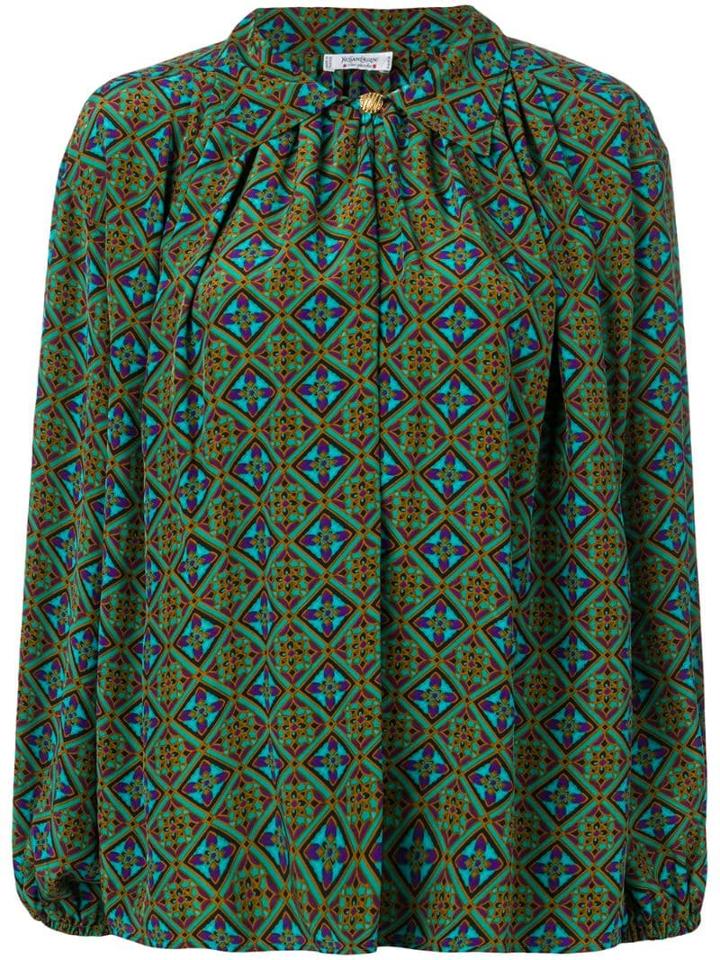 Yves Saint Laurent Pre-owned 1980's Mosaic Print Blouse - Green