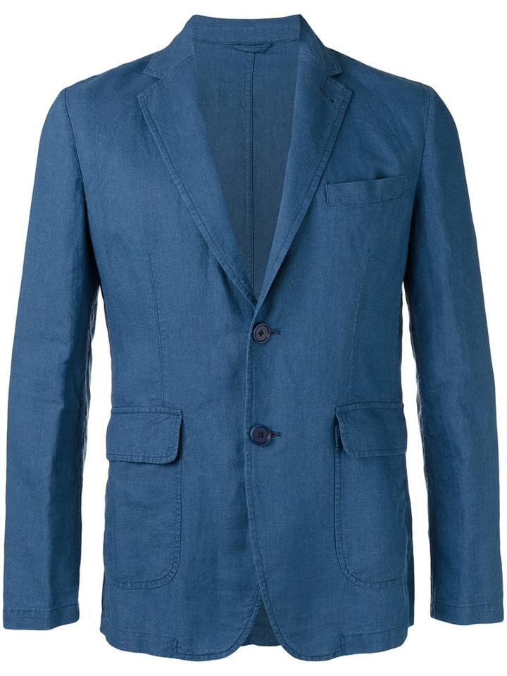 Aspesi Casual Blazer, Men's, Size: Large, Blue, Cotton/linen/flax