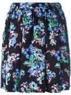 Msgm Floral Print Pleated Skirt, Women's, Size: 38, Blue, Polyester/cotton