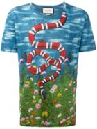 Gucci Sky (blue) And Garden Print T-shirt, Men's, Size: Xs, Linen/flax