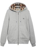 Burberry Check Detail Hooded Sweatshirt - Grey