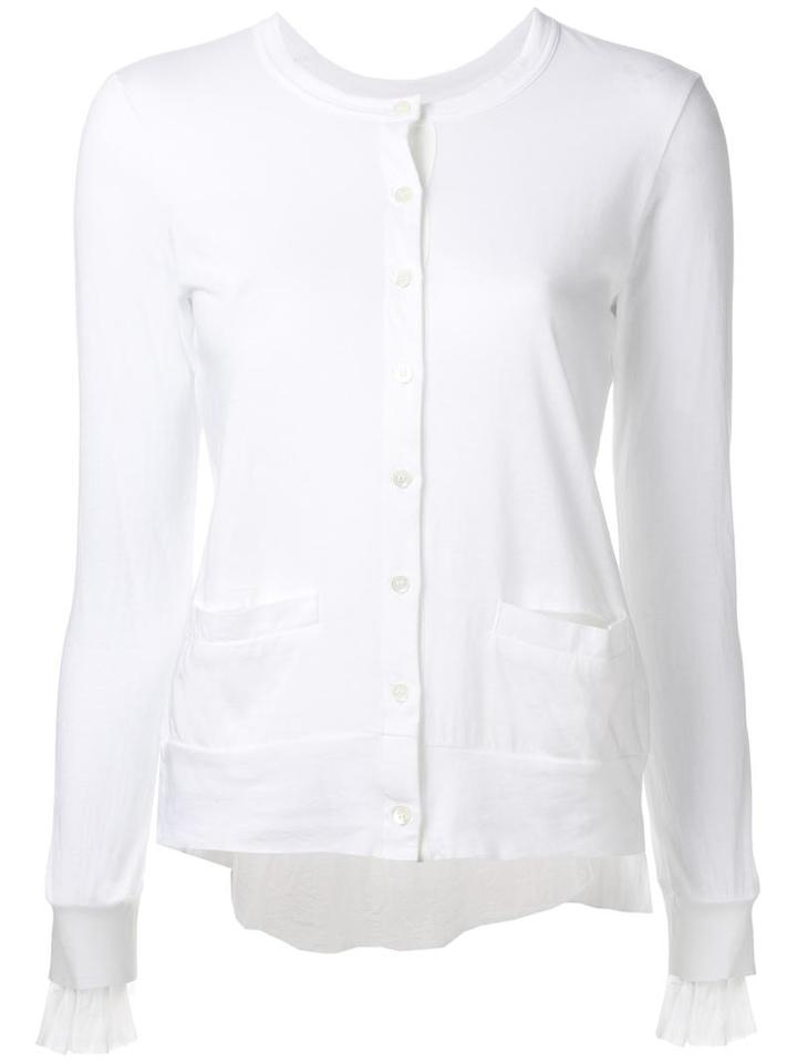 Sacai Cupro Insert Cardigan, Women's, Size: 2, White, Cotton