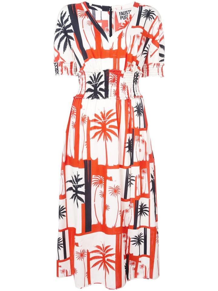 Fausto Puglisi Palm Tree Print Dress - White
