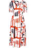 Fausto Puglisi Palm Tree Print Dress - White