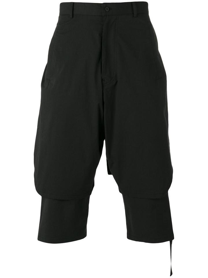 D.gnak Tape Detail Layer Shorts, Men's, Size: 30, Black, Cotton/polyurethane