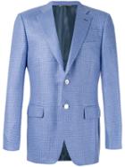 Canali Hounstooth Pattern Blazer, Men's, Size: 50, Blue, Silk/cupro/cashmere