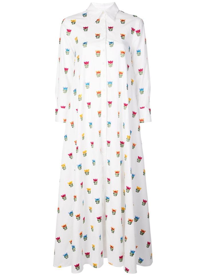 Carolina Herrera Floral Embroidered Shirt Dress - White