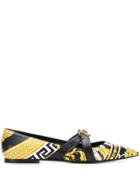 Versace Savage Barocco Print Flat Pumps - Black