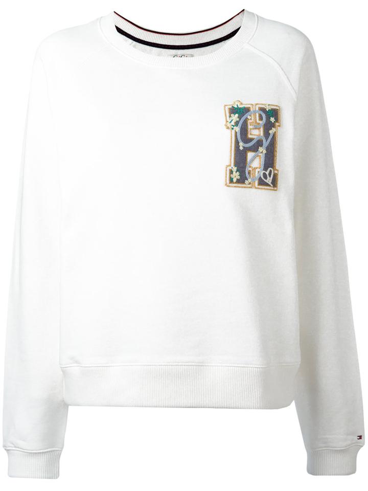 Tommy Hilfiger Appliqué H Sweatshirt, Women's, Size: Large, White, Cotton
