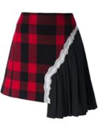 Maison Margiela Plaid Pleated Asymmetric Skirt, Women's, Size: 44, Black, Cotton/polyamide/viscose/wool