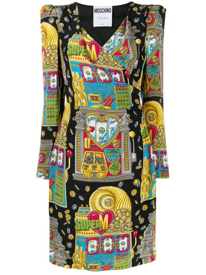 Moschino Casino Print Dress - Black