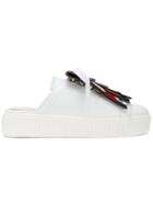 Hilfiger Collection Removable Fringe Sneaker Mules - White