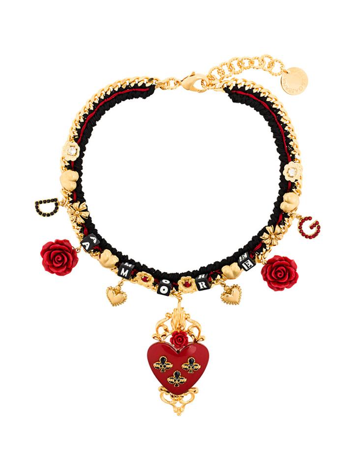 Dolce & Gabbana Sacred Heart Choker Necklace - Black