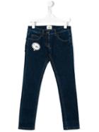 Fendi Kids Speech Bubble Logo Patch Jeans, Girl's, Size: 12 Yrs, Blue