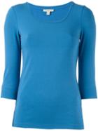 Burberry Checked Detail T-shirt, Women's, Size: Small, Blue, Cotton/spandex/elastane