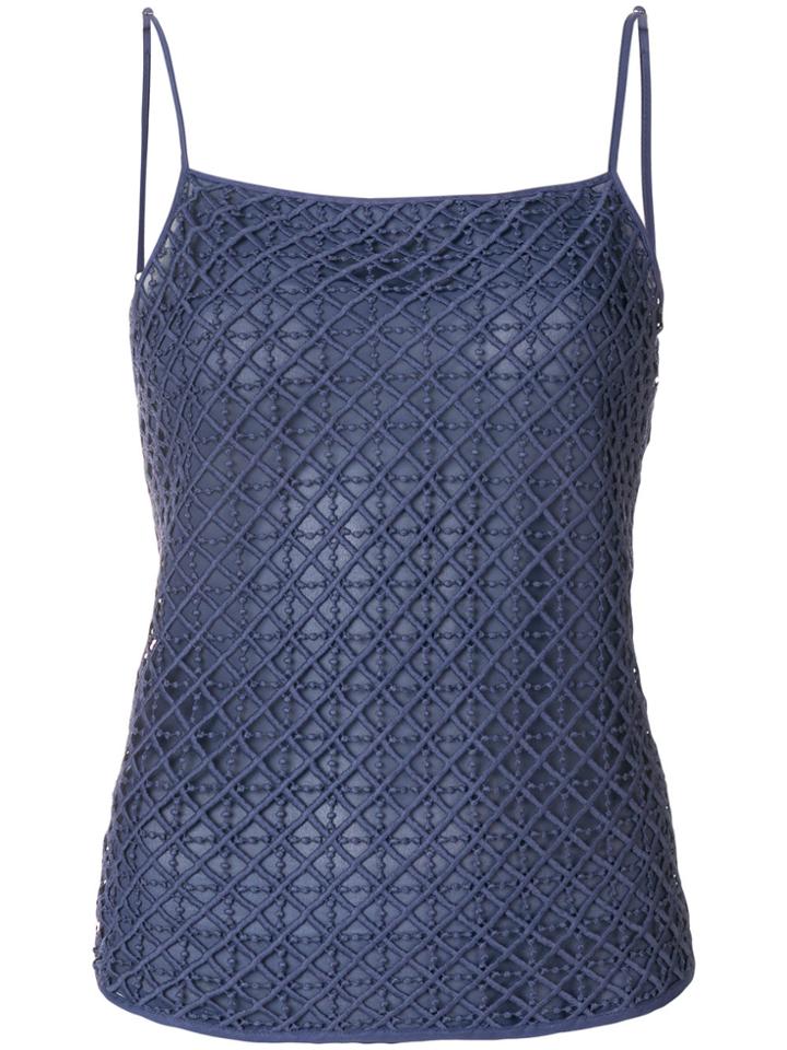 Emporio Armani Geometric Lace Slip Top - Blue