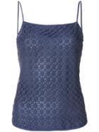 Emporio Armani Geometric Lace Slip Top - Blue