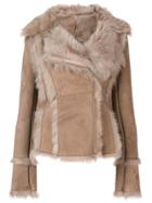 S.w.o.r.d 6.6.44 Oversized Collar Shearling Jacket - Nude & Neutrals