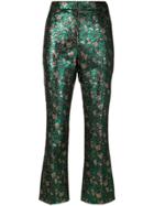 Prada Metallic Jacquard Trousers - Green