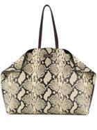 Alexander Mcqueen Snakeskin Effect Butterfly Tote - Neutrals