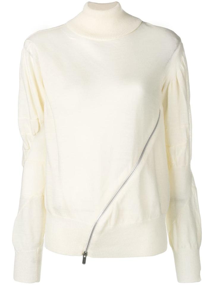 Sacai Diagonal Zip Sweater - White