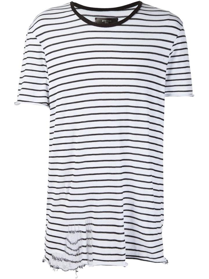 Amiri Destroyed Striped T-shirt - Black