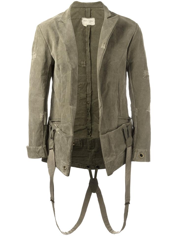 Greg Lauren Suspender Effect Blazer, Men's, Size: 2, Green, Silk/cotton/linen/flax