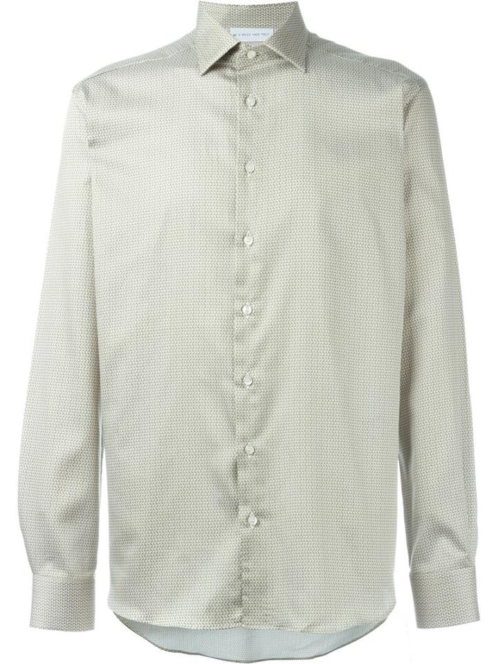Etro Micro Print Shirt, Men's, Size: 43, Green, Cotton