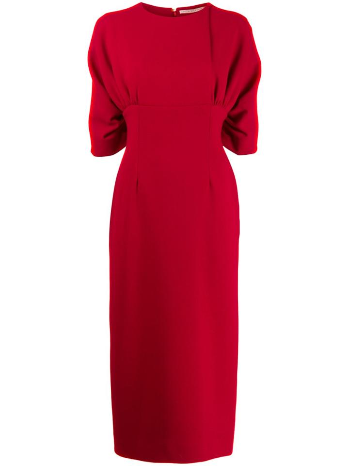 Emilia Wickstead Helga Smocked Sleeve Dress - Red