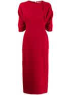 Emilia Wickstead Helga Smocked Sleeve Dress - Red