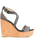 Jimmy Choo Portia Sandals, Women's, Size: 36, Blue, Leather/raffia/rubber