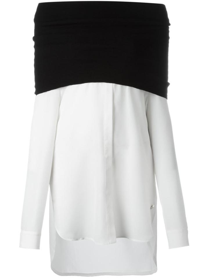 Twin-set Off-shoulder Layered Blouse, Women's, Size: Small, White, Polyester/wool